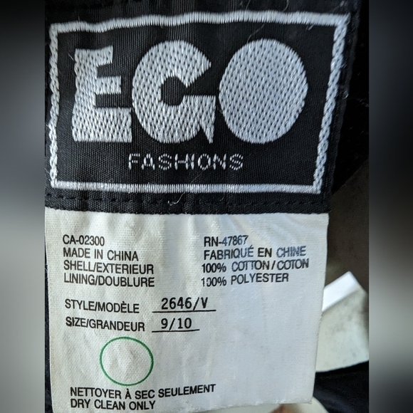 Vintage Black Velveteen jacket, 80s, Prep, size 9/10 - Picture 6 of 7